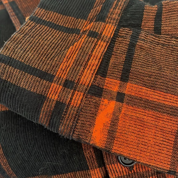 Banana Republic plaid corduroy shirt black and orange - Picture 5 of 5